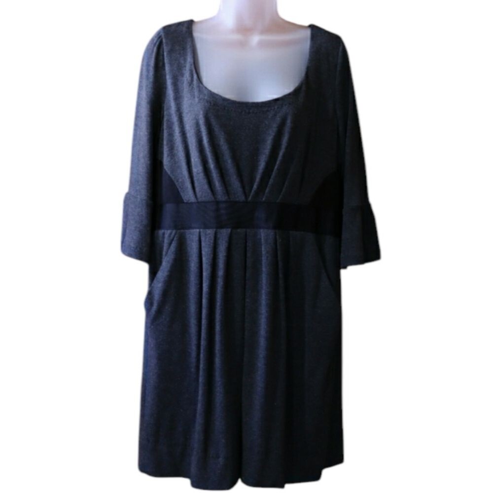 Phoebe Couture Gray Black Y2K Faux Leather Mini Dress with Pockets Size 14